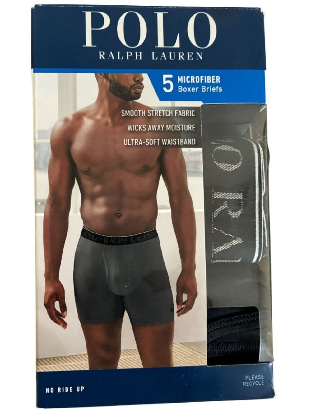 POLO RALPH LAUREN 5 Pack Gray Black Microfiber Boxer Briefs XL NEW NWB Tag-Free